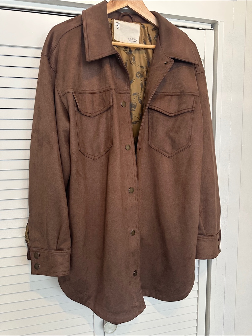 Pilcro Brown Suede-Look Utility Jacket